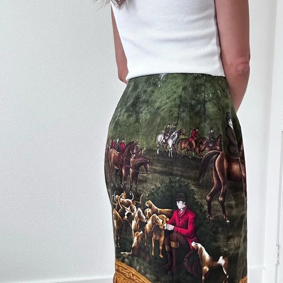 Ralph Lauren Blue Label Equestrian Print Skirt - Picture 3 of 8